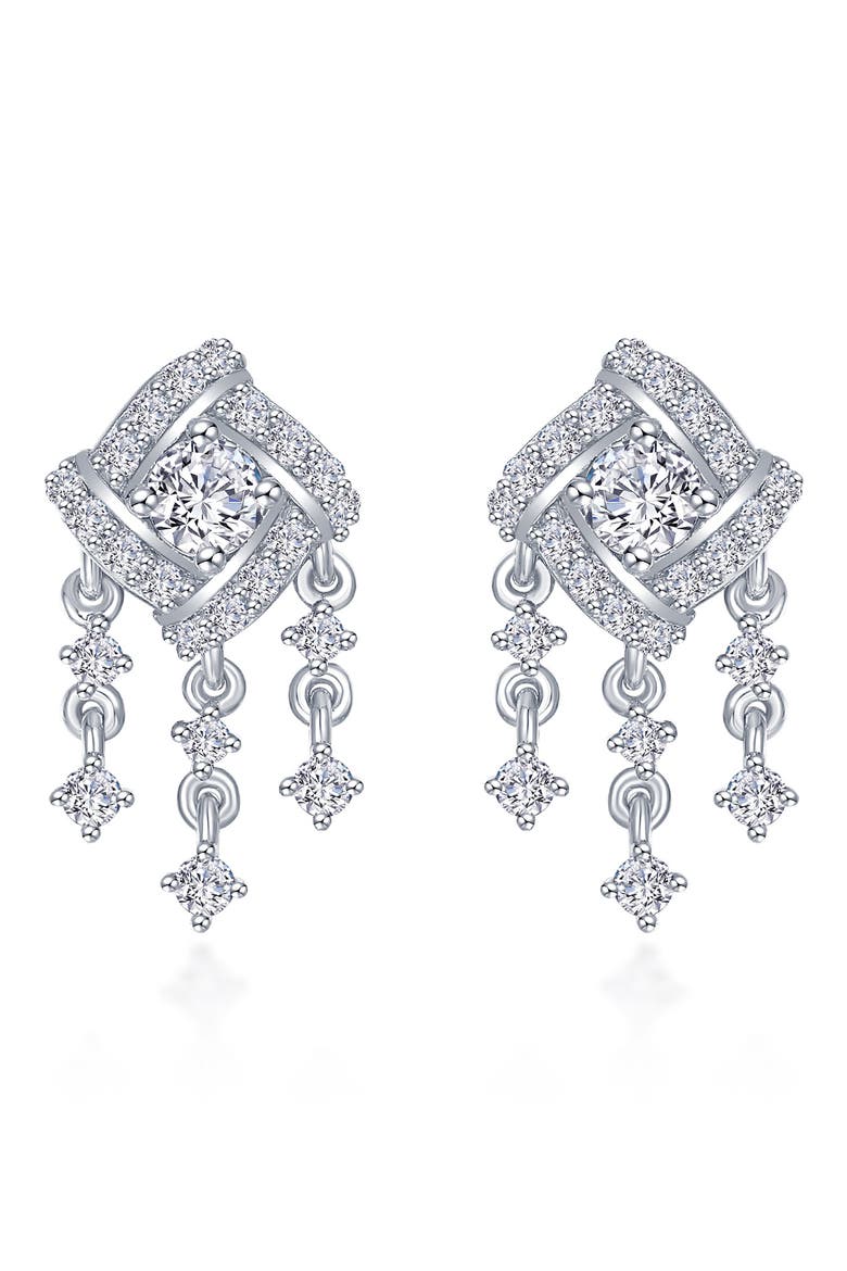 Simulated Diamond Drop Earrings, Main, color, WHITE