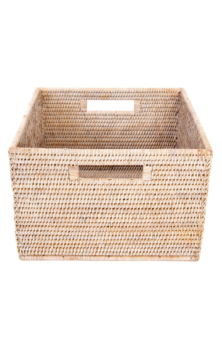 Artifacts Trading Company<sup>™</sup> Artifacts Rattan Square Storage Basket With Handles, Alternate, color, White Wash
