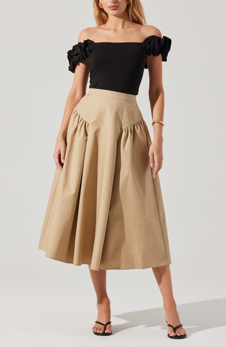 ASTR the Label Hoda Mixed Media Off the Shoulder top, Alternate, color, Black