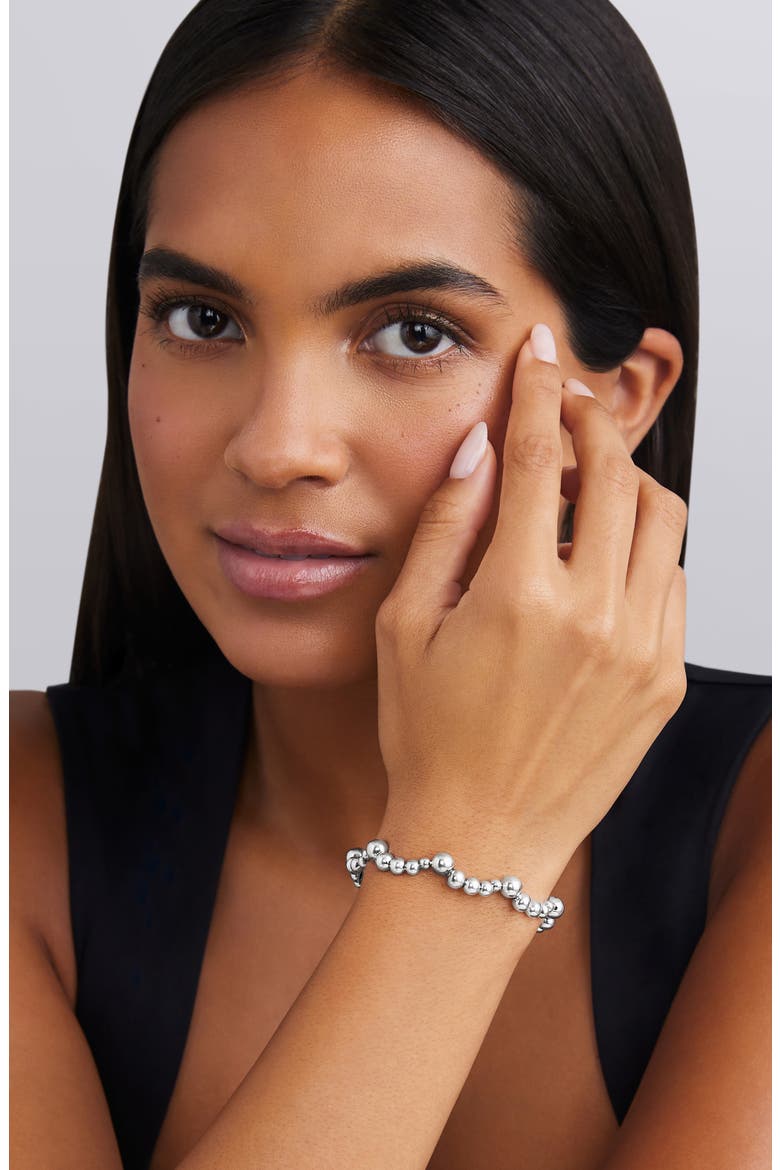 Caviar Bubbly Bead Wavy Bracelet, Alternate, color, STERLING SILVER