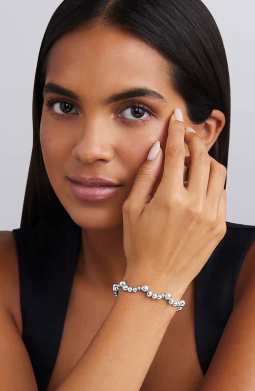Lagos Sterling Silver Caviar Bubbly Beaded Scallop Bracelet In Metallic