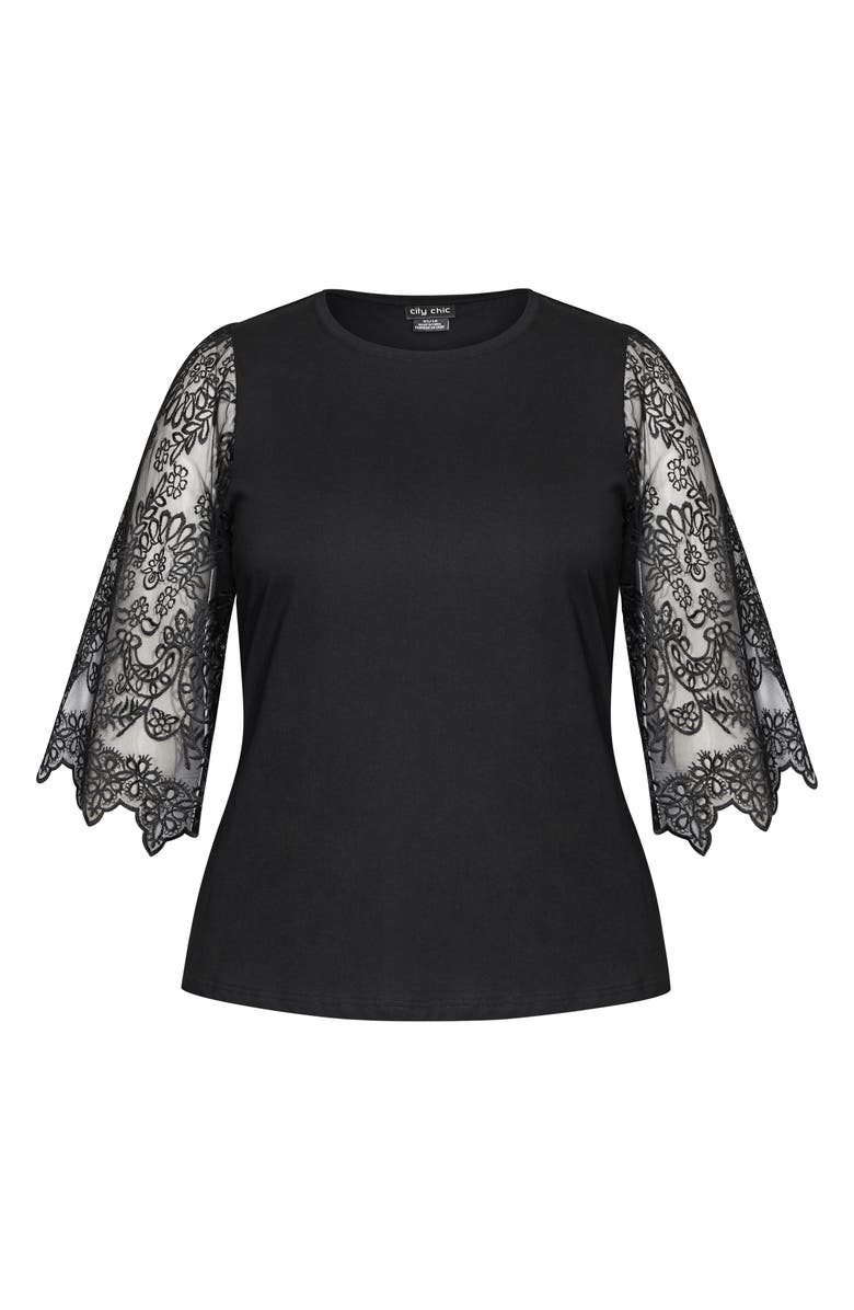 City Chic Lace Angel Sleeve Top, Alternate, color, 