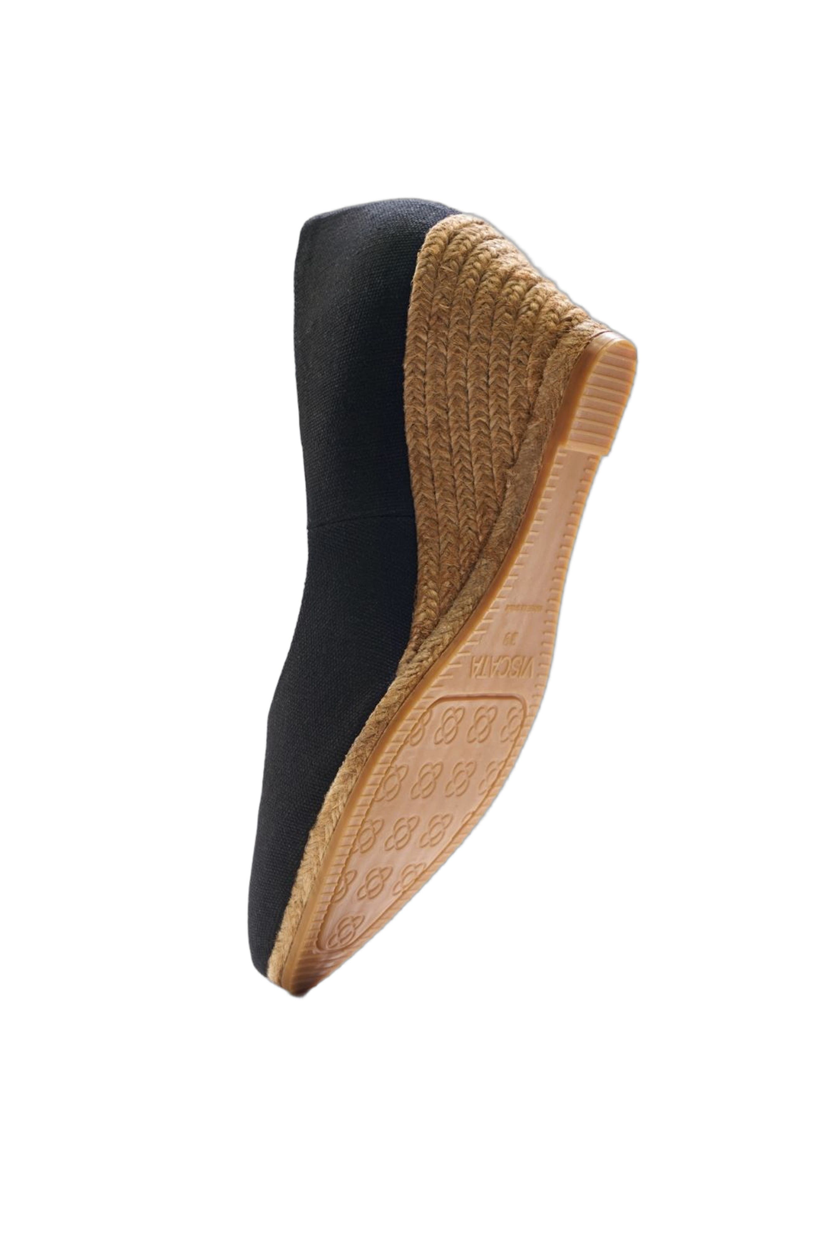 VISCATA Roses Premium Fabrics V Cut Espadrille Wedges, Alternate, color, Black