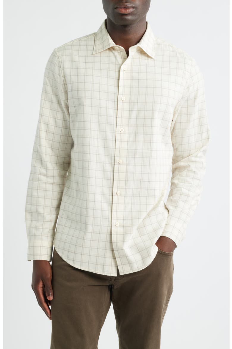 Plaid Cotton & Cashmere Shirt, Main, color, IVORY TIM PLAID