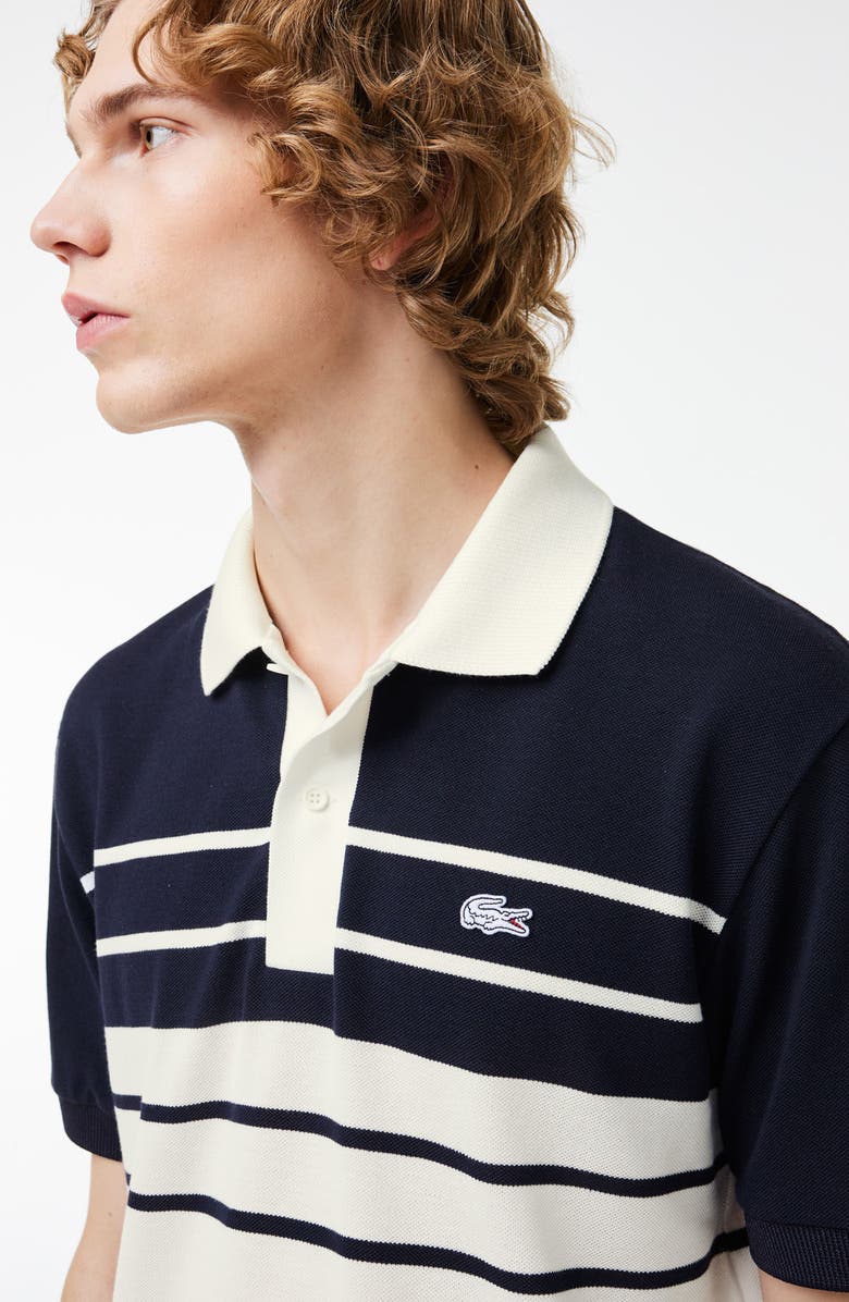 Lacoste Stripe Original L.12.12 Petit Piqué Polo Sweater, Alternate, color, Farine/ Abimes