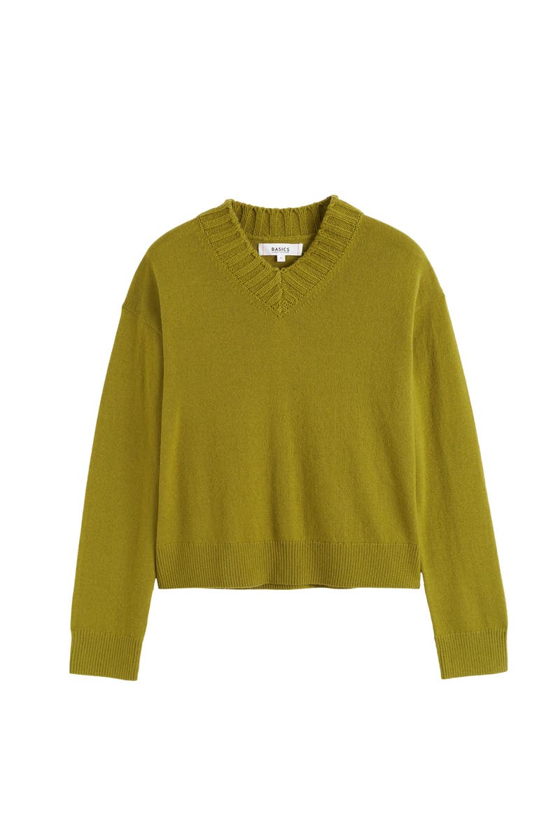 Chinti & Parker Wool-Cashmere Ribbed V-neck Sweater, Alternate, color, Olive