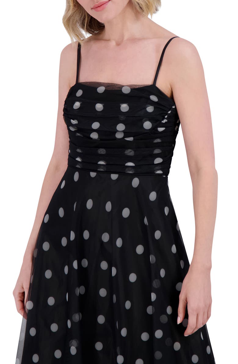 Eliza J Polka Dot Ruched Chiffon Gown, Alternate, color,