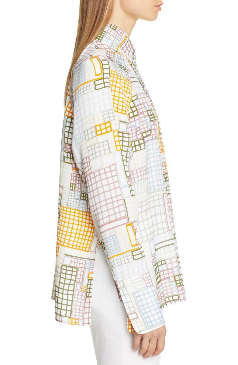 Rosetta Getty Grid Print Asymmetrical Blouse, Alternate, color,