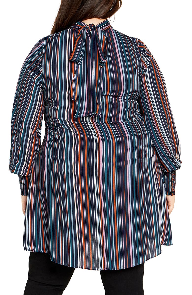 City Chic Illusion Stripe Tunic Top, Alternate, color, 