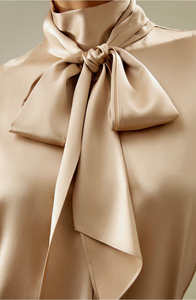 Lilysilk Sleeveless Tie-Neck Silk Blouse, Alternate, color, Light Camel