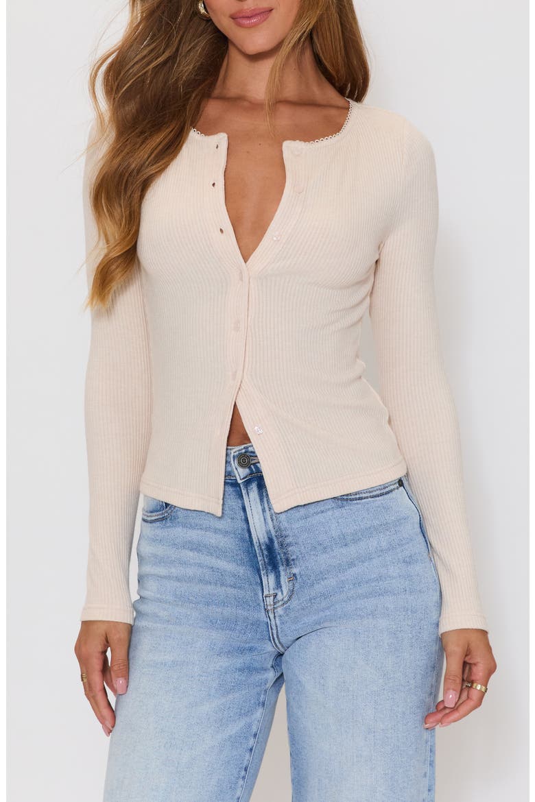 Daphne Rib Knit Button-Up Top, Main, color, TAUPE