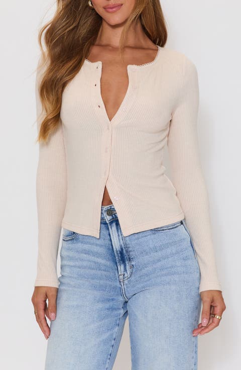 Daphne Rib Knit Button-Up Top