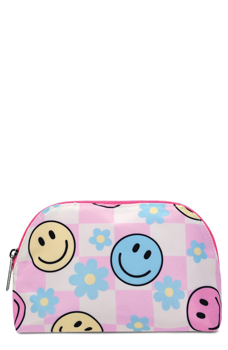 Iscream Kids' Happy Check Oval Cosmetic Bag, Main, color, Pink Multi