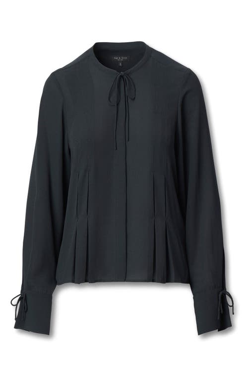 Rag & Bone Adren Pleated Button-up Shirt In Black
