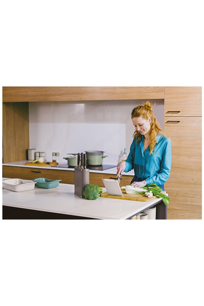 Leo Bamboo Cutting Board with Tablet Stand, Alternate, color, BEIGE