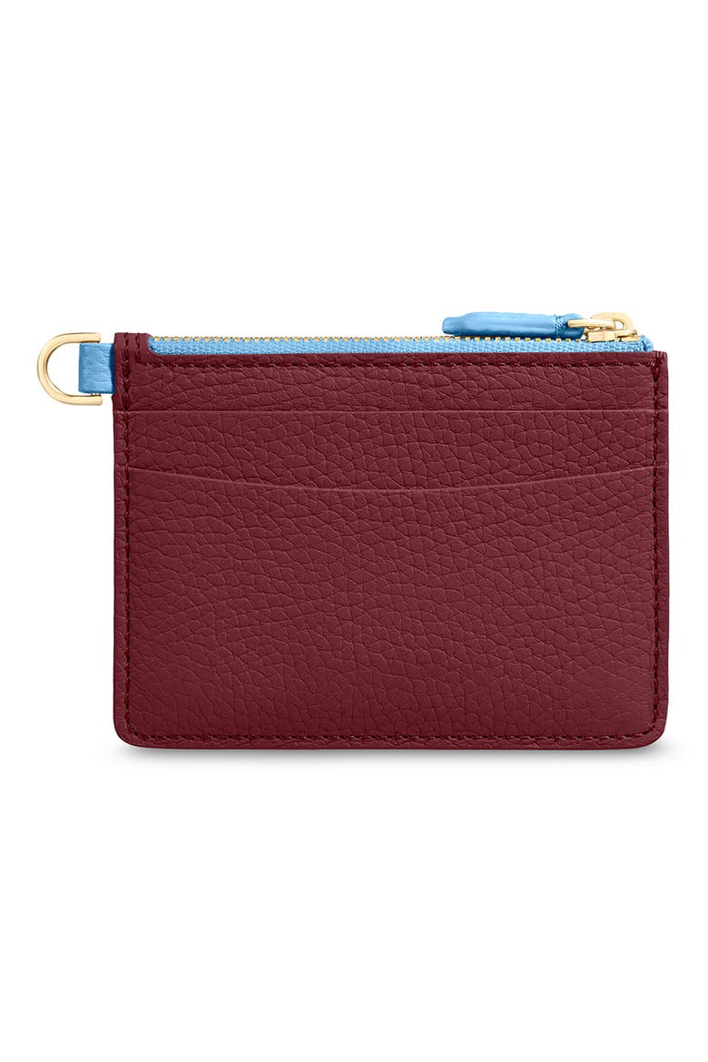 Leather Zipped Card Pouch, Alternate, color, Plum Sky