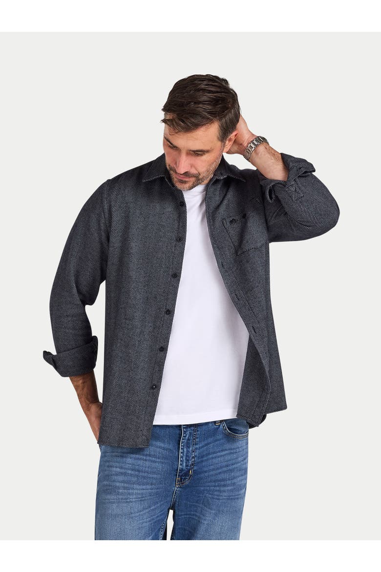 Long Sleeve Brushed Herringbone Shirt, Alternate, color, Charcoal