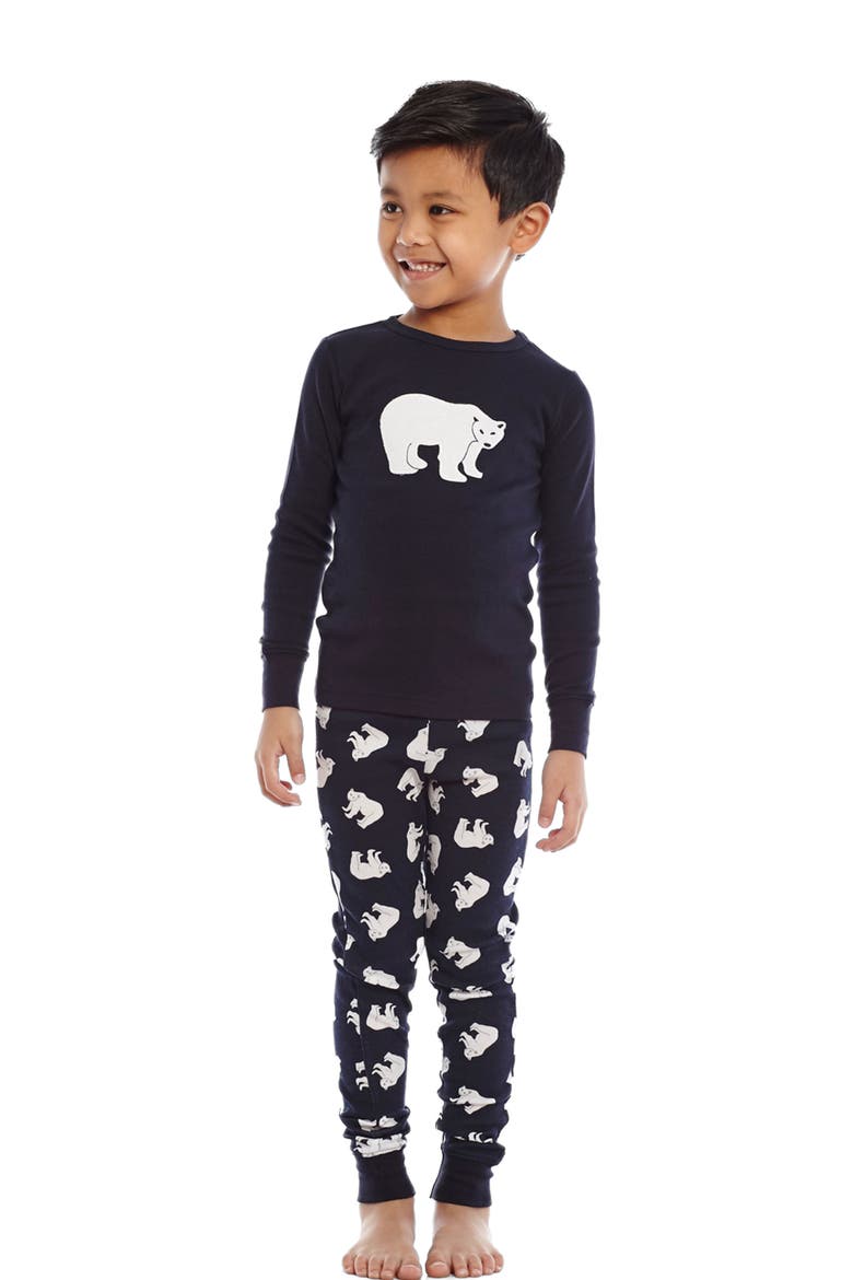 Polar Bear Cotton Pajama Set, Main, color, NAVY