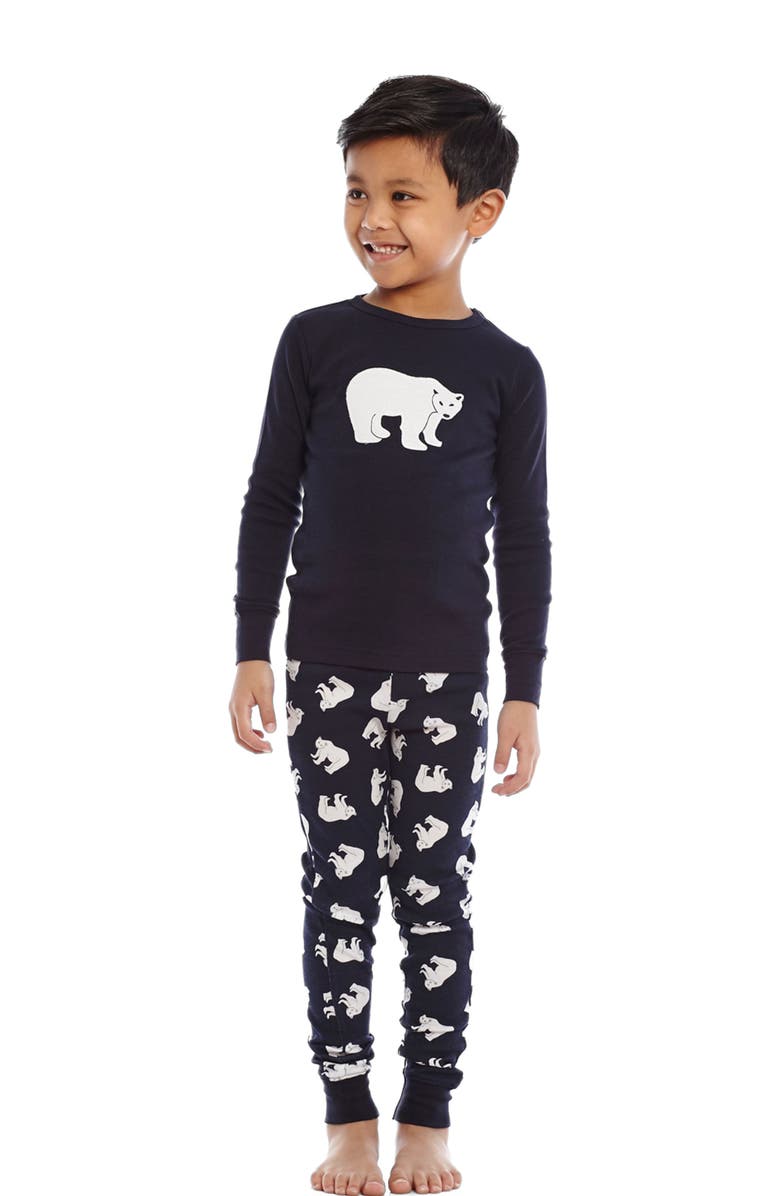 Leveret Kids Cotton Two-Piece Printed Holiday Pajamas, Alternate, color, Polar Bear