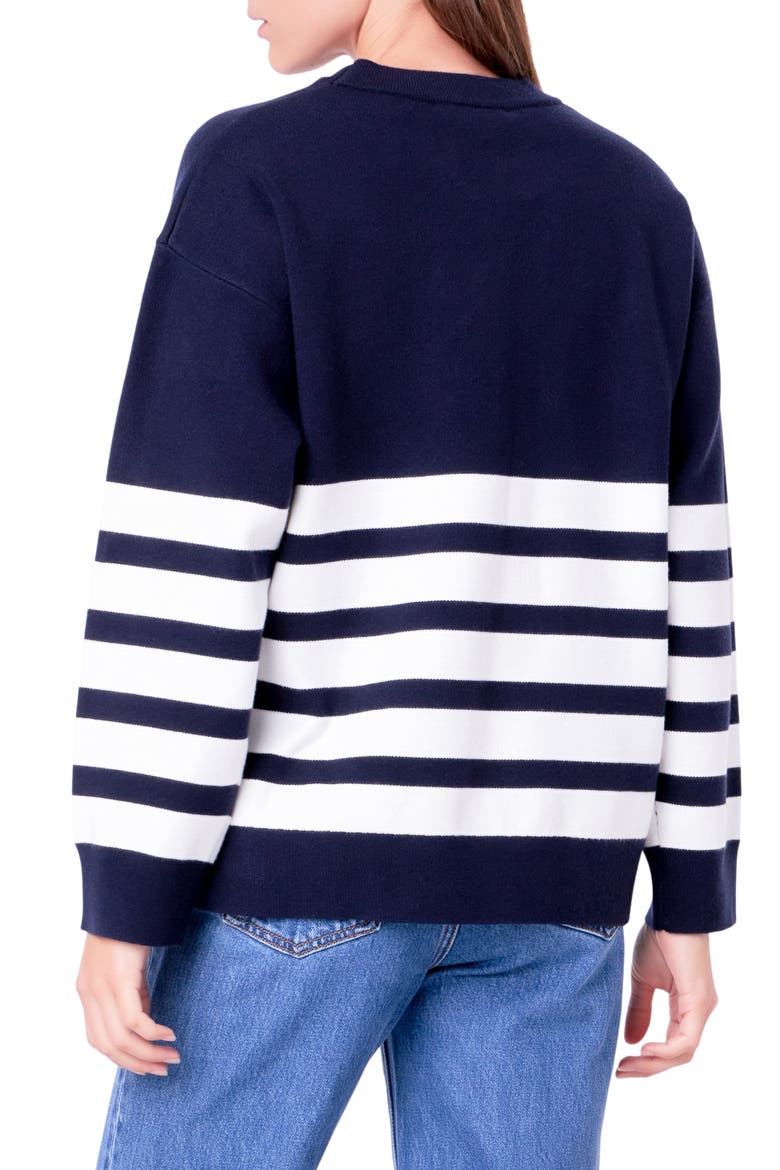 Stripe Crewneck Sweater, Alternate, color, NAVY/ WHITE