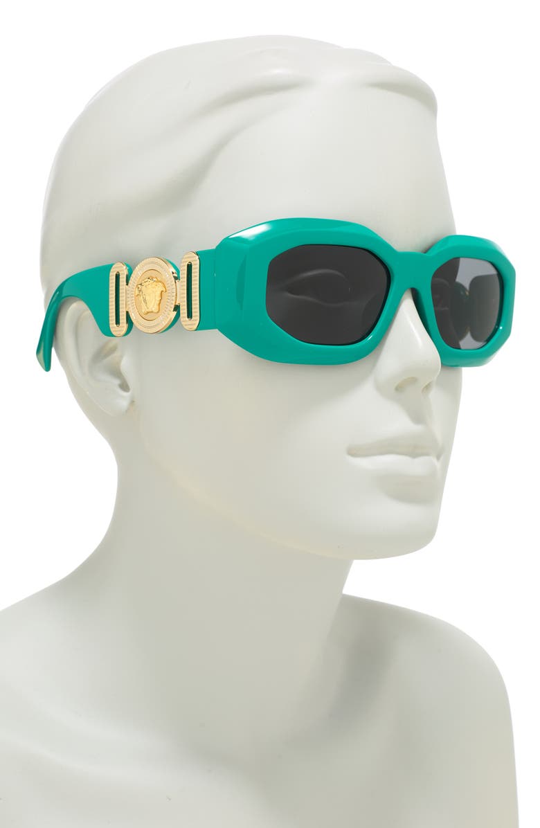 Versace 53mm Rectangular Sunglasses, Alternate, color, Turquoise