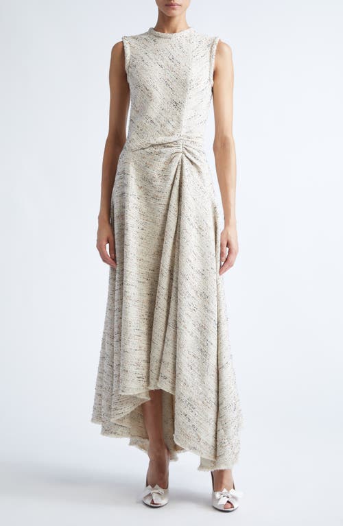 Giambattista Valli Asymmetric Draped Tweed Dress In Brown