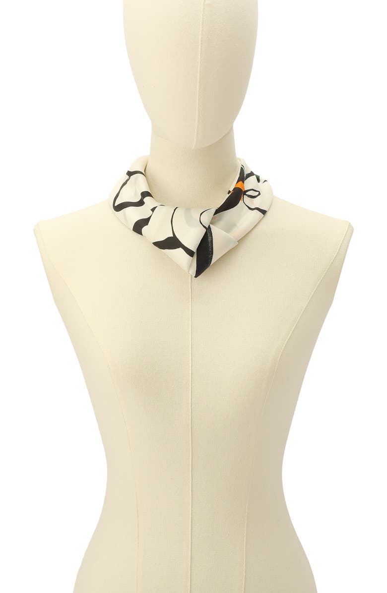 Kate Spade New York swans print silk square scarf, Alternate, color, Ivory Multi