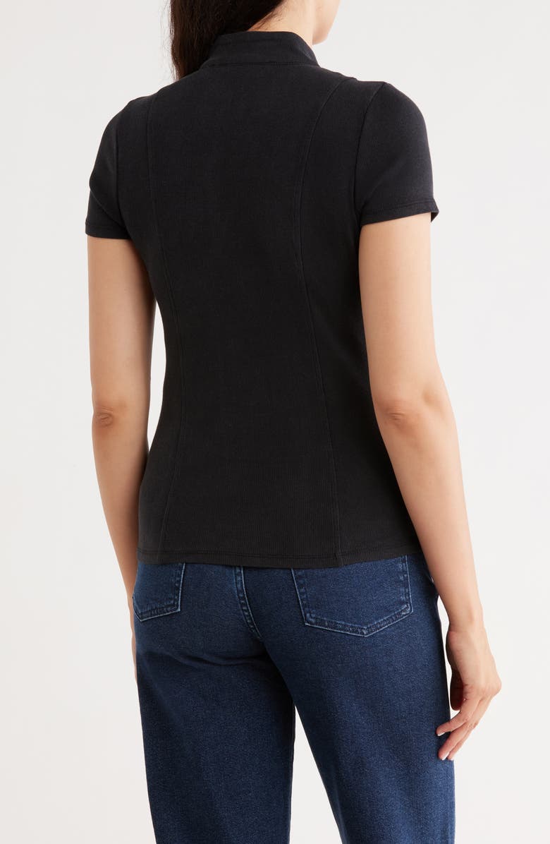 CYRUS Short Sleeve Zip Up Top, Alternate, color, Black