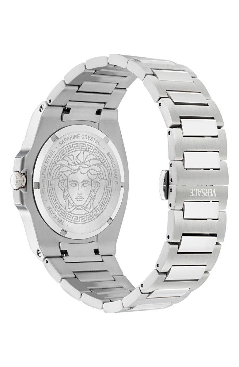 Versace Tolomeo Bracelet Watch, 40mm, Alternate, color, Stainless Steel/ Burgundy