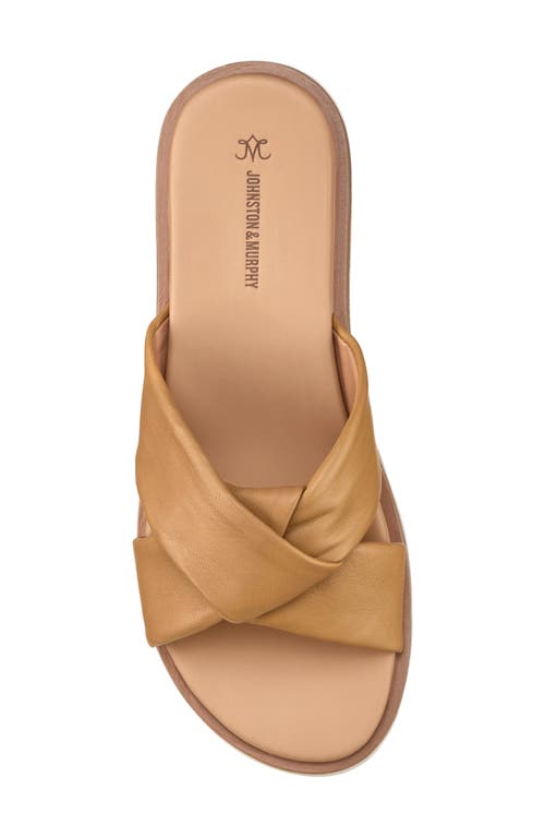 Johnston & Murphy Mitzi Knot Platform Wedge Slide Sandal In Tan Glove Leather