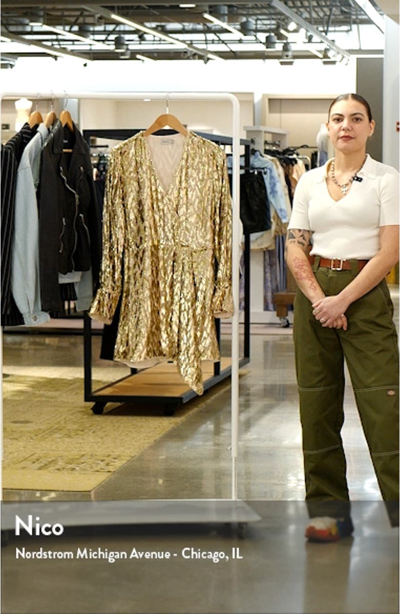 Camryn Metallic Burnout Long Sleeve Minidress, sales video thumbnail