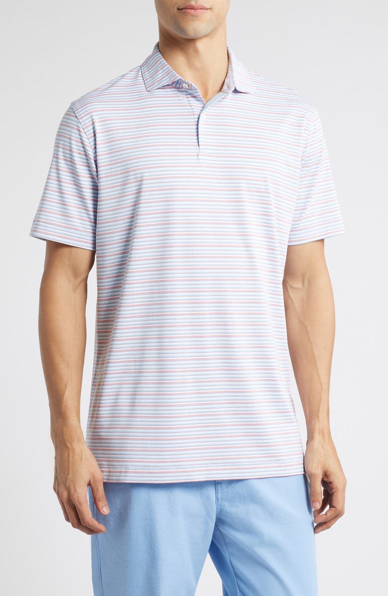 Peter Millar Crown Crafted Cadence Stripe Performance Polo, Main, color, Blue Frost