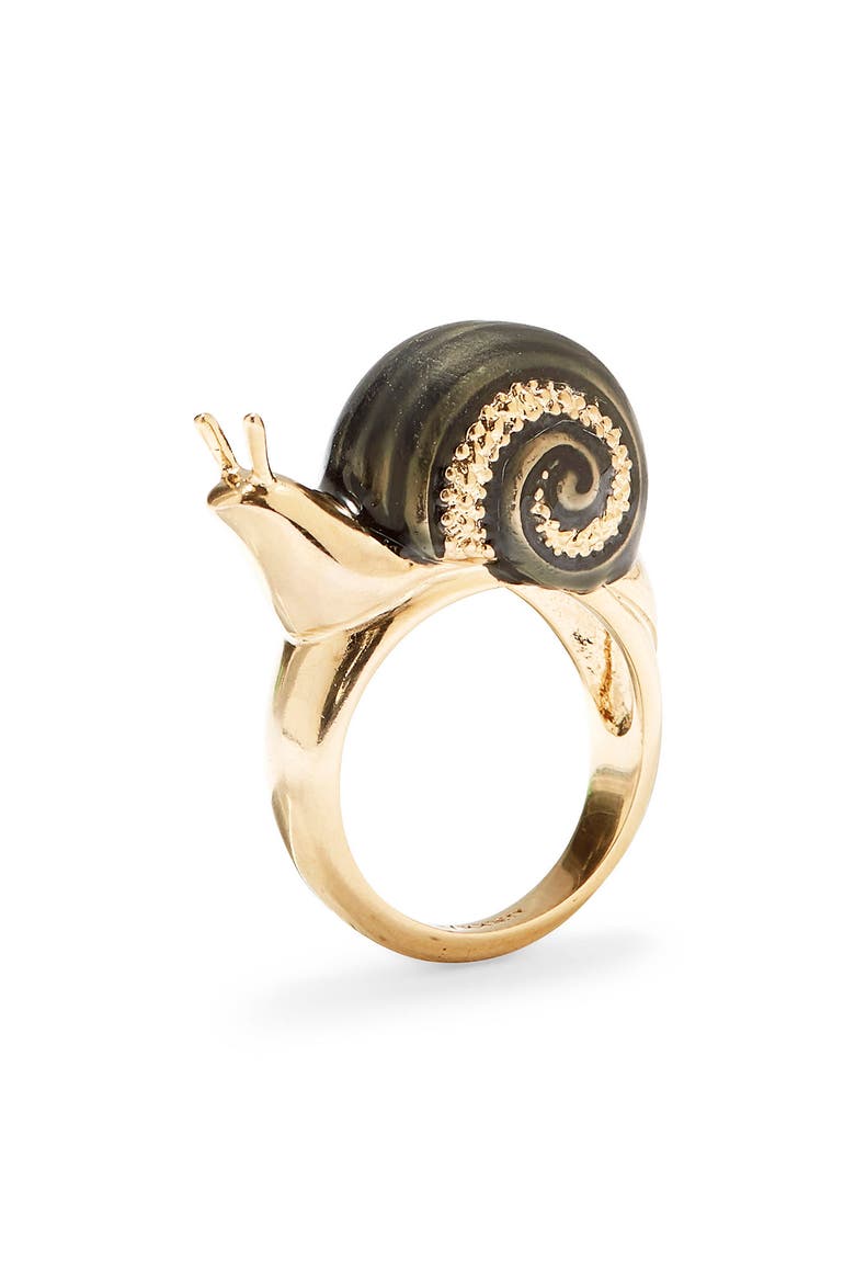 Snail Ring, Alternate, color, 12K SOFT POLISH GOLD/CRYSTAL