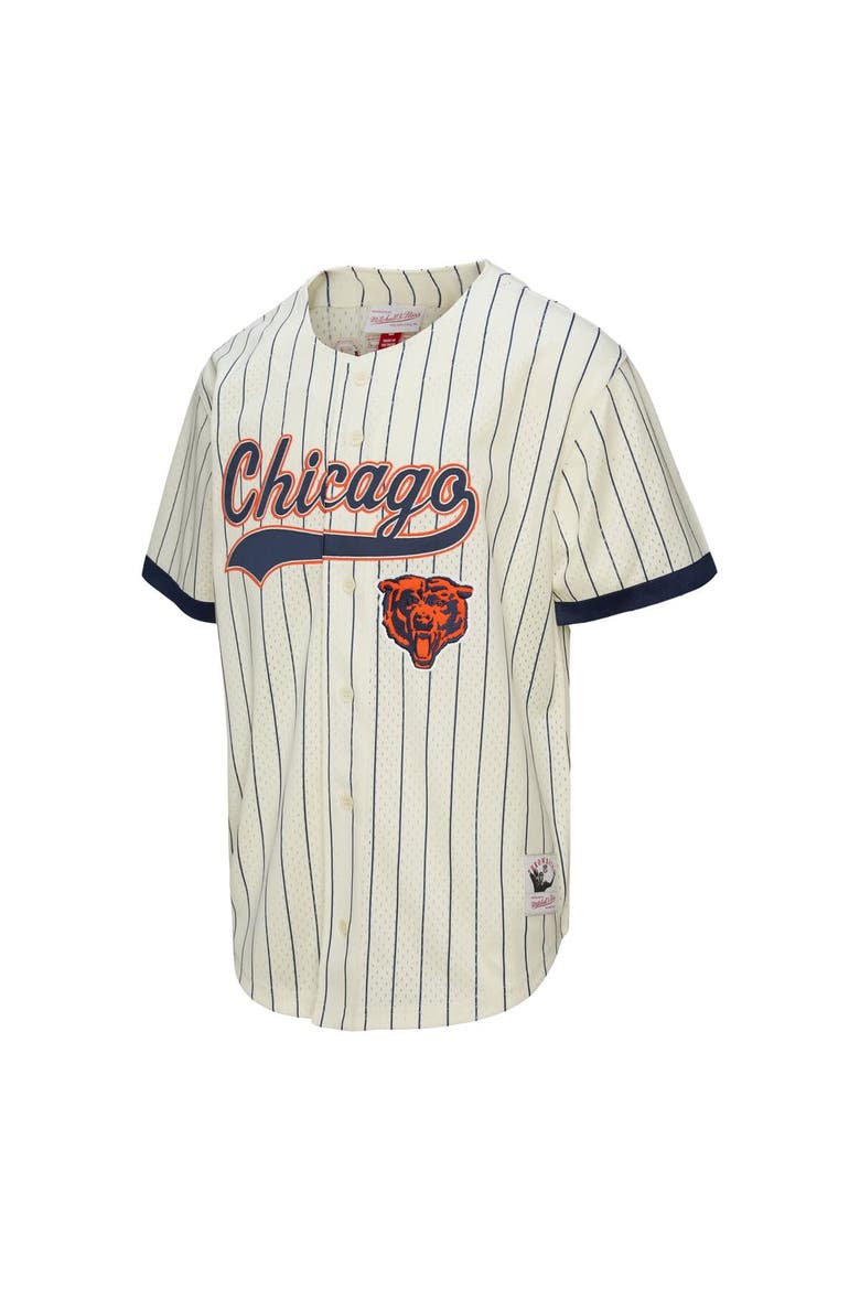 Men's Mitchell & Ness Walter Payton Cream Chicago Bears Name & Number Mesh Button-Up Baseball Jersey, Alternate, color, Cream