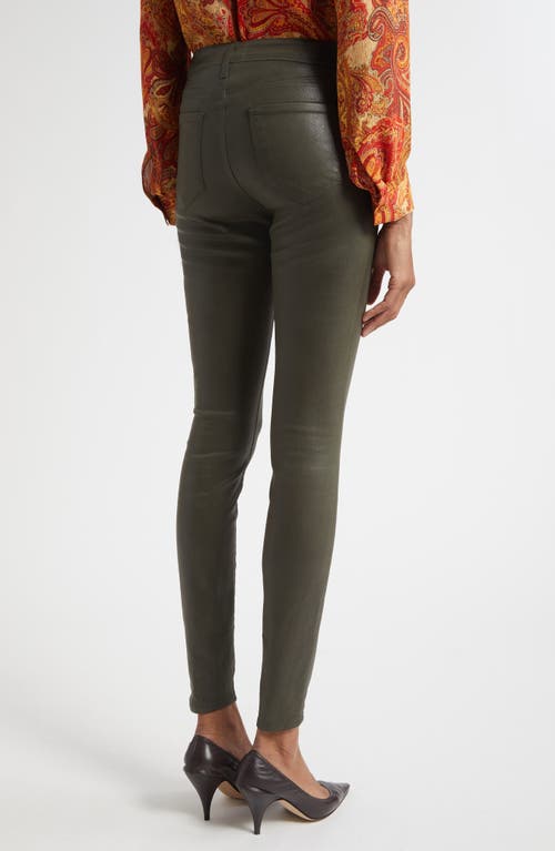 L'agence Marguerite Coated High Rise Skinny Jeans In Deep Olive In Green