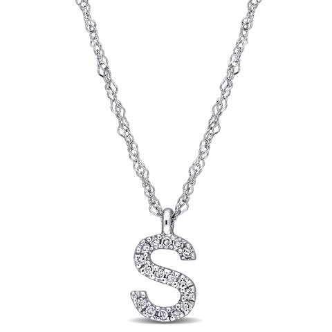 Diamond Initial Pendant Necklace 14k