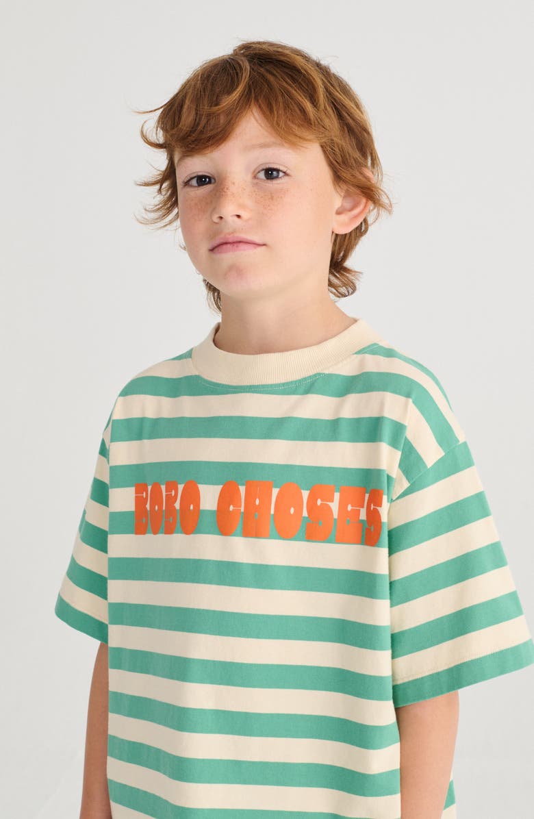 Bobo Choses Kids' Modern Stripe Logo Cotton T-Shirt, Alternate, color, Offwhite