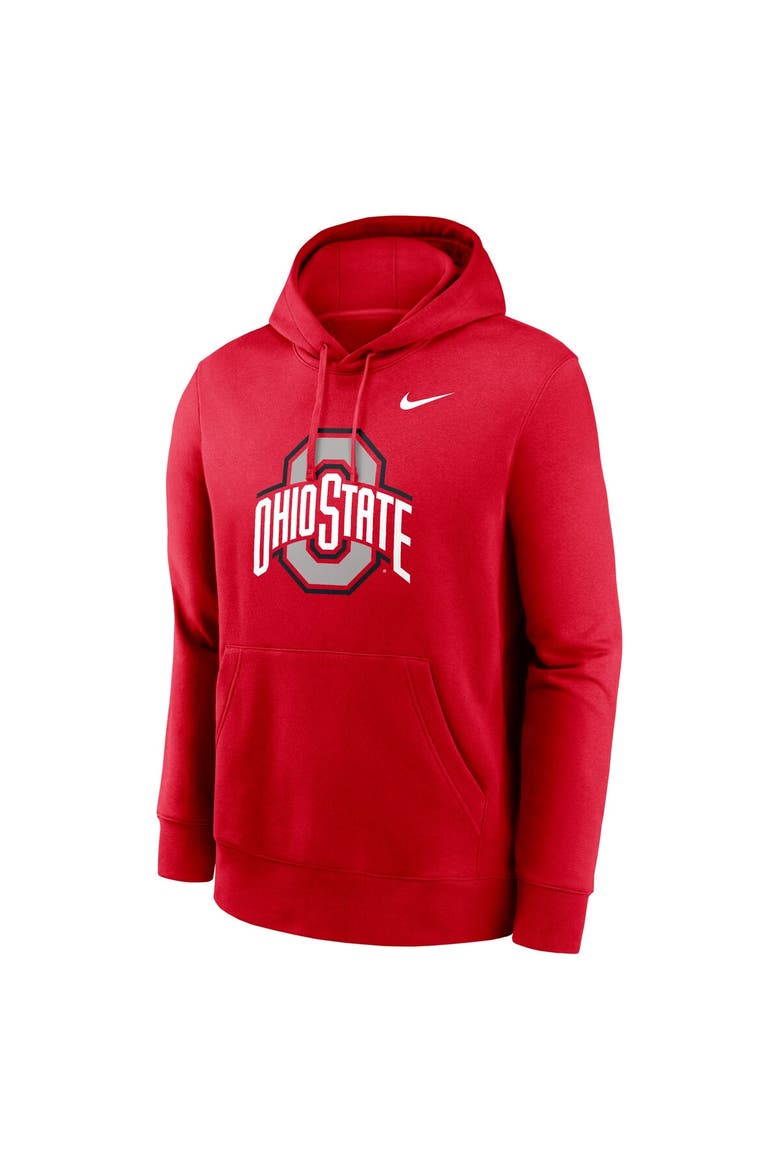 Men's Nike Scarlet Ohio State Buckeyes Primetime Evergreen Club Fleece Pullover Hoodie, Alternate, color, Scarlet