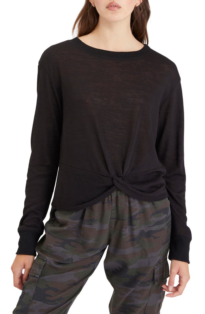 Sanctuary Knot Waist Long Sleeve Top, Main, color, 