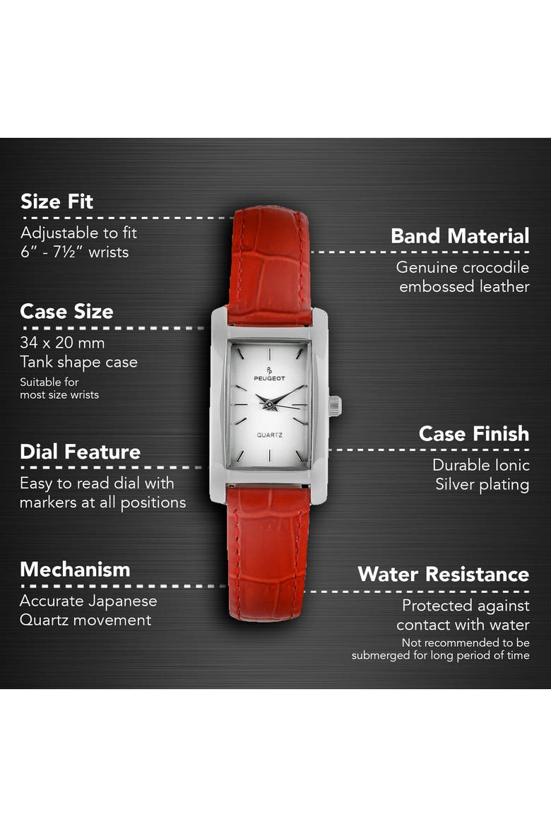 Classic Rectangular Contour Leather Watch- 34x20MM, Alternate, color, Red