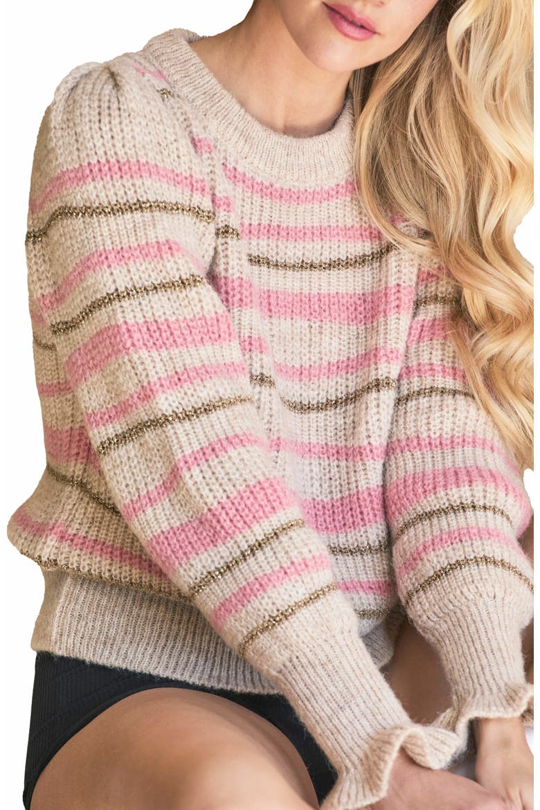 BAILEY STRIPE SWEATER, Alternate, color, ROSE STRIPE