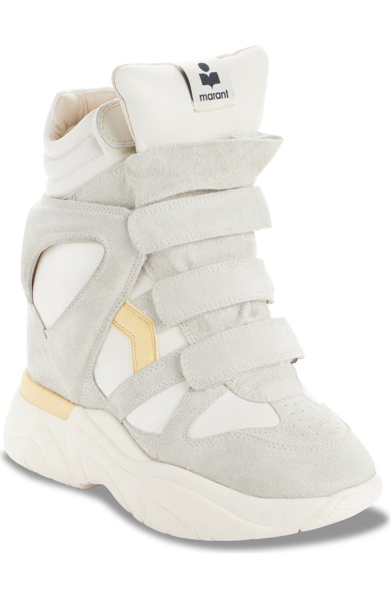 Isabel Marant Balskee Hidden Wedge High Top Sneaker, Main, color, Chalk/ Butter