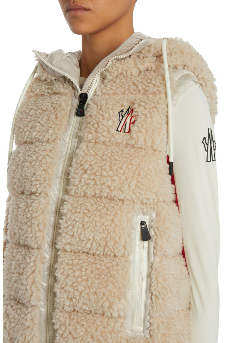 Teddy Fleece Hooded Down Vest, Alternate, color, NATURAL