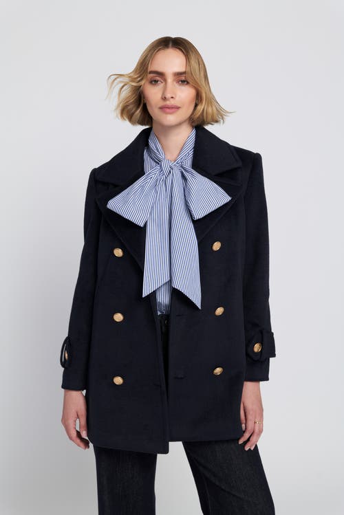 Elle Collection Melton Peacoat Coat In Black
