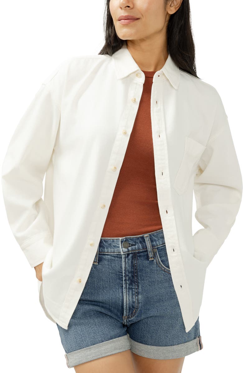 Silver Jeans Co. Denim Button-Up Beach Shirt, Alternate, color, Ecru