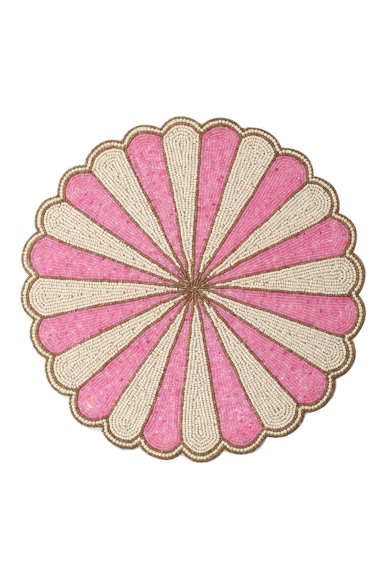 Scalloped Beaded Placemat, Main, color, PINK
