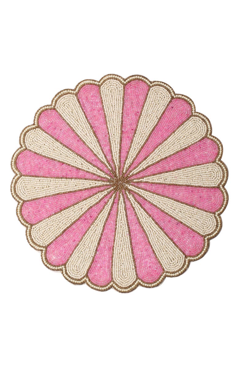 Tiramisu Scalloped Beaded Placemat, Main, color, Pink