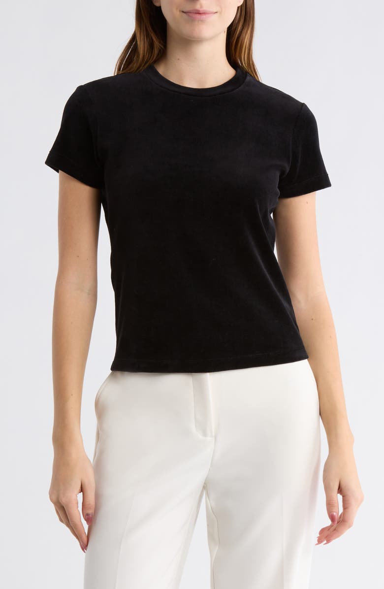 Theory Stretch Velour T-Shirt, Main, color, Black