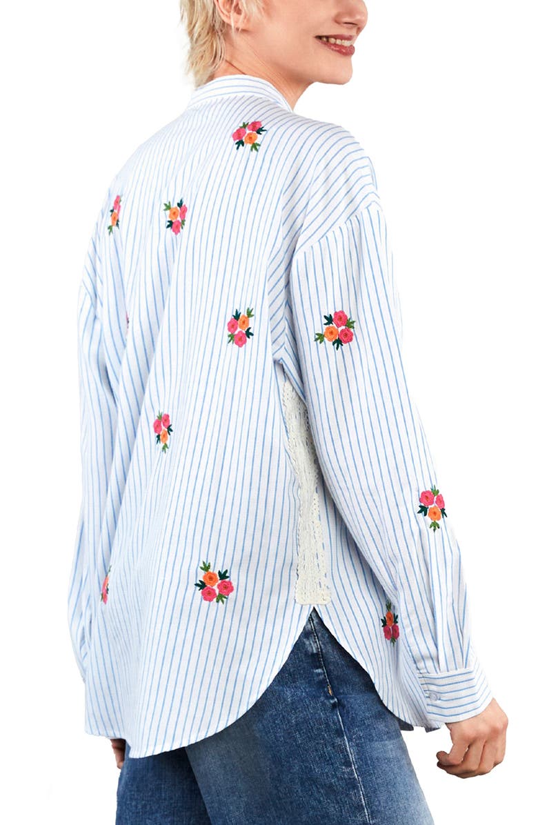 Billy T Spring Bloom Embroidered Stripe Shirt, Alternate, color, Spring Stripe