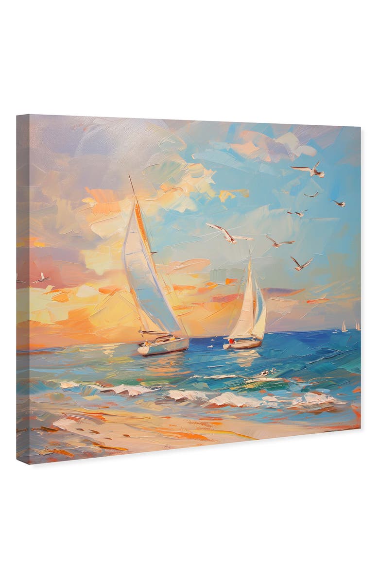 Wynwood Studio Sailboats In The Sunset Canvas Wall Art, Alternate, color, Blue